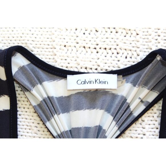 Calvin Klein Navy blue striped Maxi dress Size 8 sleeveless summer and beachy - Picture 9 of 10